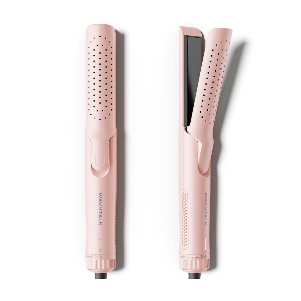 3 in 1 Hair Straightener and Curler with 360 Cool Airflow, Dual Voltage, Light Pink, 1.25 Inch