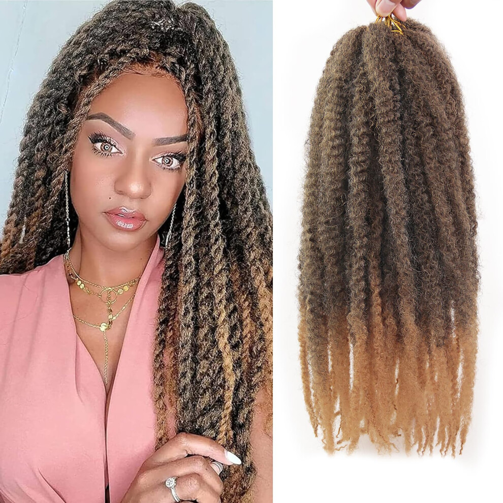 Unisex Twist Braiding Hair 18 Inch Afro Kinky Crochet Extensions T1b/27 Synthetic Cuban Twist 8 Packs