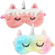 Einhorn-Augenmaske für traumhafte Schlafabenteuer, weiche Plüsch-Augenbinde in mehrfarbigen Designs - idealer Reisebegleiter und unverzichtbares
