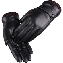 Guantes térmicos ajustables para hombre, guantes de cuero resistentes al viento con muñeca elástica y forro polar suave, guantes de cuero para