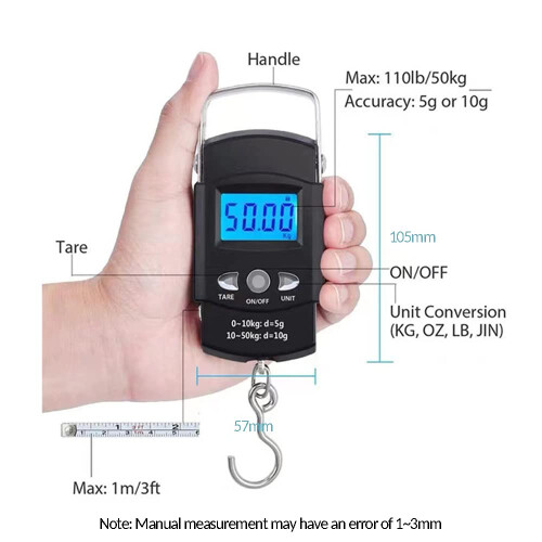 Ψηφιακή ζυγαριά ψαριών Pro, μέγιστο βάρος 50kg/110lb, μπλε φωτιζόμενη οθόνη LCD για όλες 2
