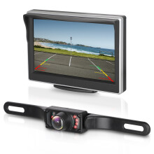 Sistem de vedere spate cu imagine cristalină 1080P, cameră auto wireless cu vedere nocturnă, ecran TFT LCD de 5", monitor de poziționare