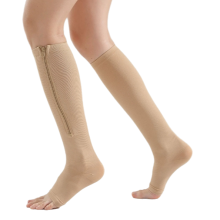Unisex compressiekousen met kleurverloop, ademende stof, ritssluiting, verminderen zwelling en vormen mooie benen voor mannen en vrouwen die veel