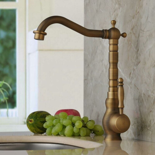 Elegant Solid Brass Kitchen Faucet, Robust High Quality with 360 Swivel Function for Effortless Water Direction 1