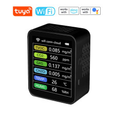 Monitor de calitate a aerului extrem de sensibil, conectat WiFi pentru monitorizare în timp real în spațiile dvs. de locuit (negru)