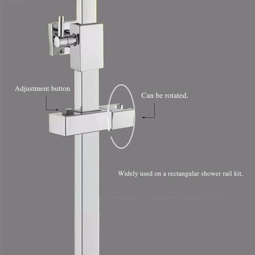 Adjustable Shower Head Bracket, Universal Slider Clamp for Rectangular Shower Bar, Solid Brass Construction, Flexible Height Adjustment, 1