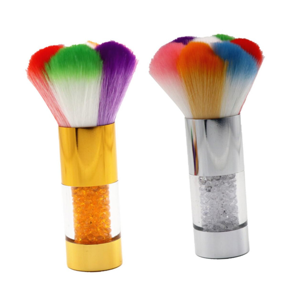 2Pcs Fluffy Nail Dust Brush and Soft Makeup Blush Brush for Manicure Cleaning and Powder