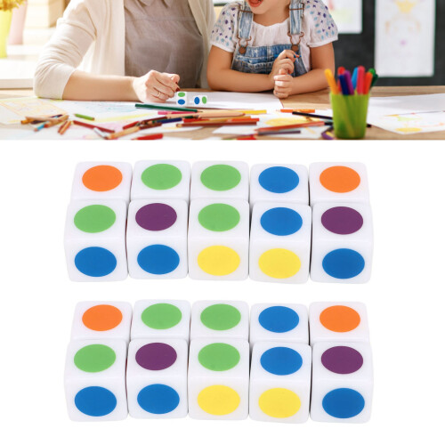 20Pcs 6-Sided Color Cubes, 16mm Round Corner Educational Dice