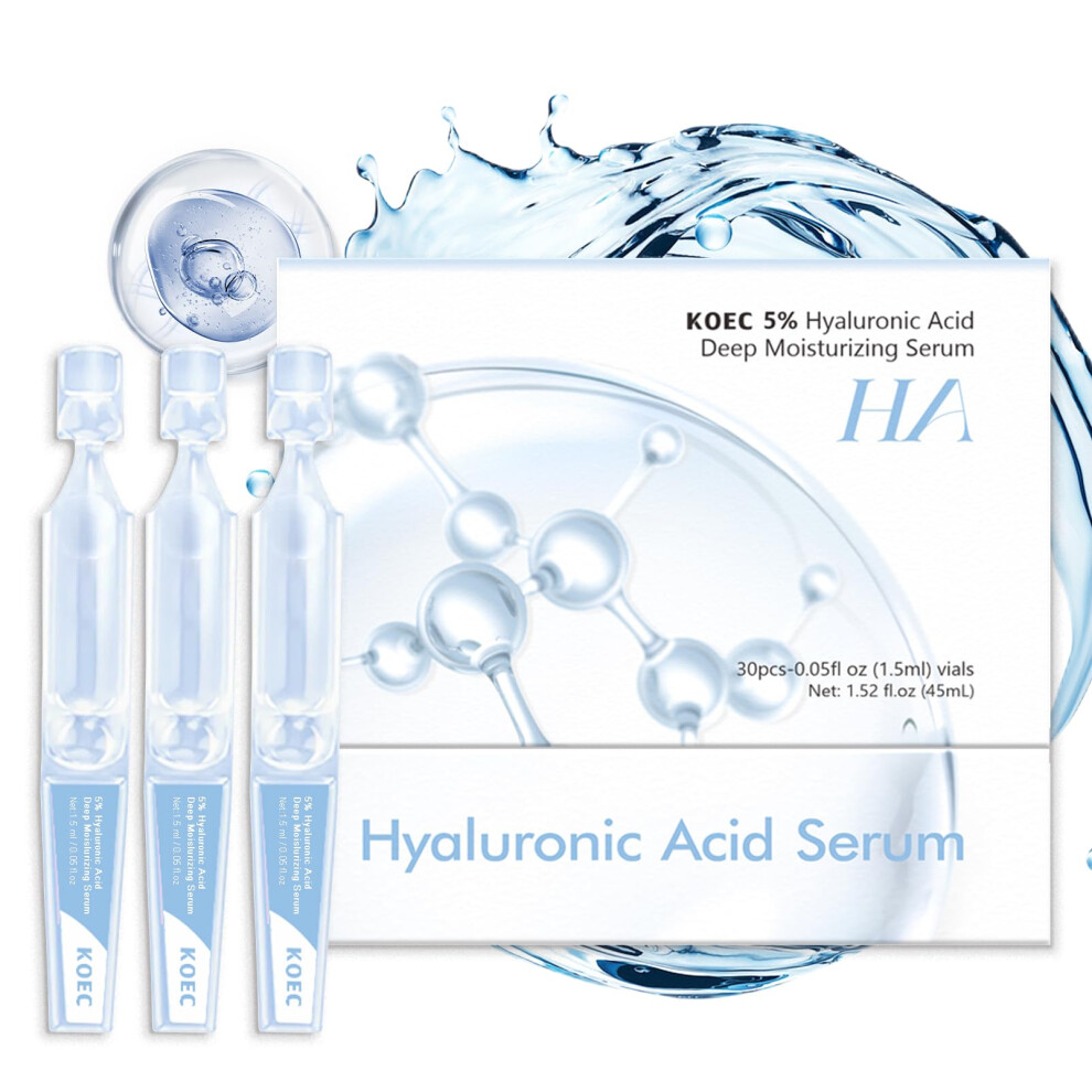 5% Hyaluronic Acid Face Serum Deep Hydration AntiAging Fast Absorbing for All Skin Types 1.52oz