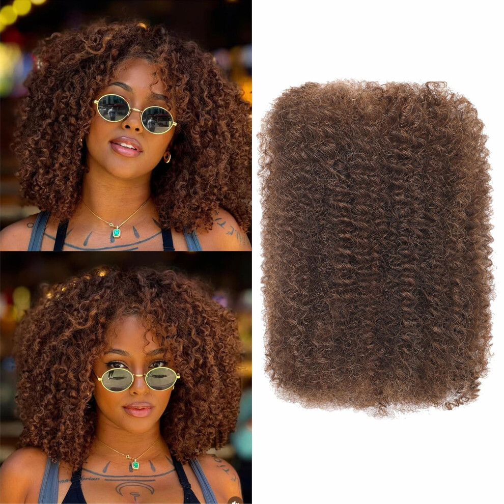 Unisex Afro Kinky Bulk Human Hair 14 Inch Color 4, 100% Human Hair For Dreadlock Extensions And Loc