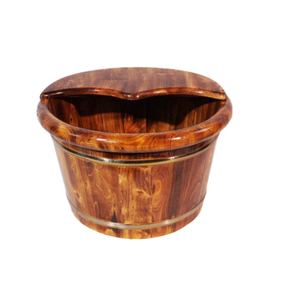 Wooden Foot Soak Tub with Lid Retains Water Warmth for Home Spa Relaxation
