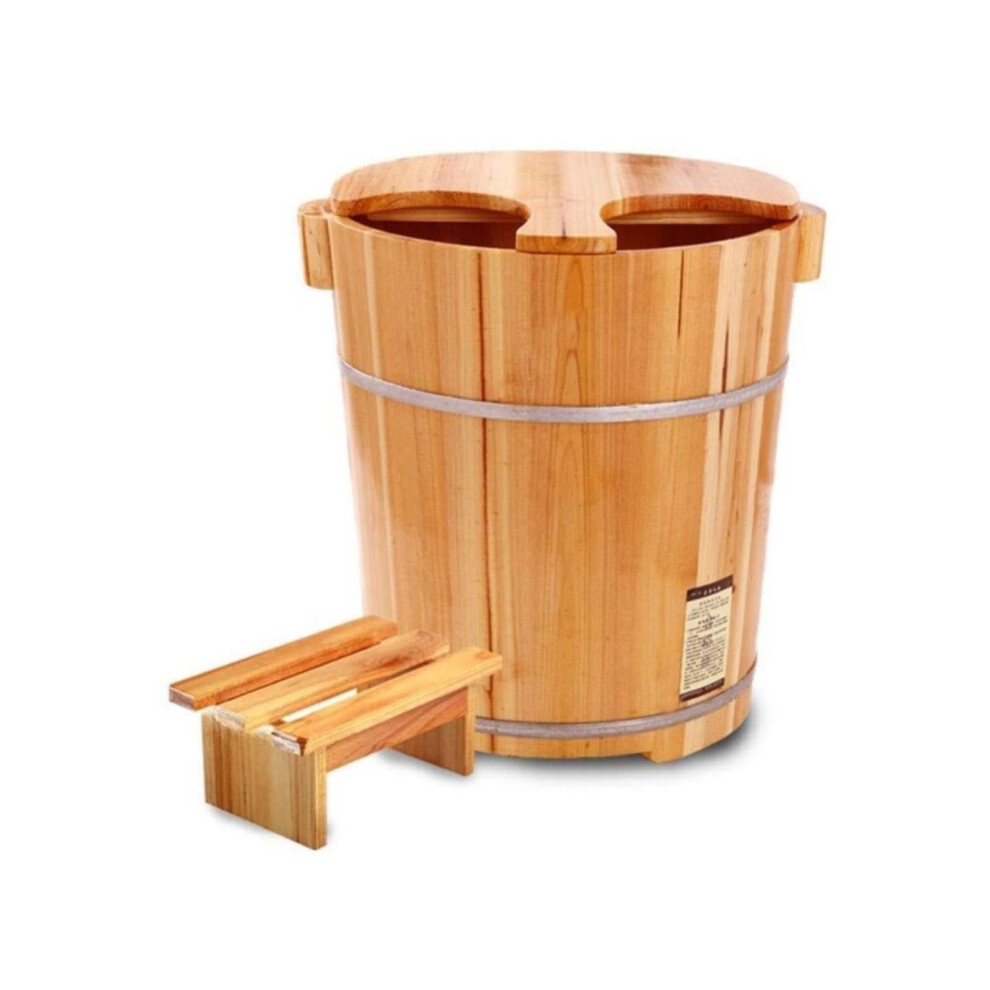 Wooden Foot Bath Bucket with Lid, Heat Retention Spa Soak Tub for Pedicure and Relaxation
