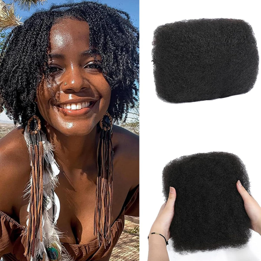 Unisex Black Afro Kinky Human Hair Extensions 14 Inch Bulk 4C Texture For Braids Locs Twists Dyeable