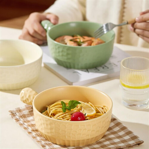Ceramic Baking Dish with Handle for Oven, Wide Spaghetti Bowl Casserole Pan Green 2