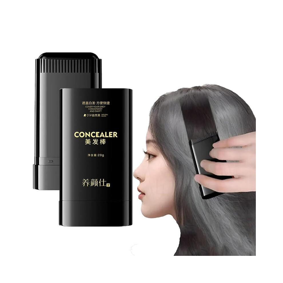 Black Hair Dye Stick With Comb, Instant Gray Coverage, Waterproof Root Touch Up, 2In1 Design