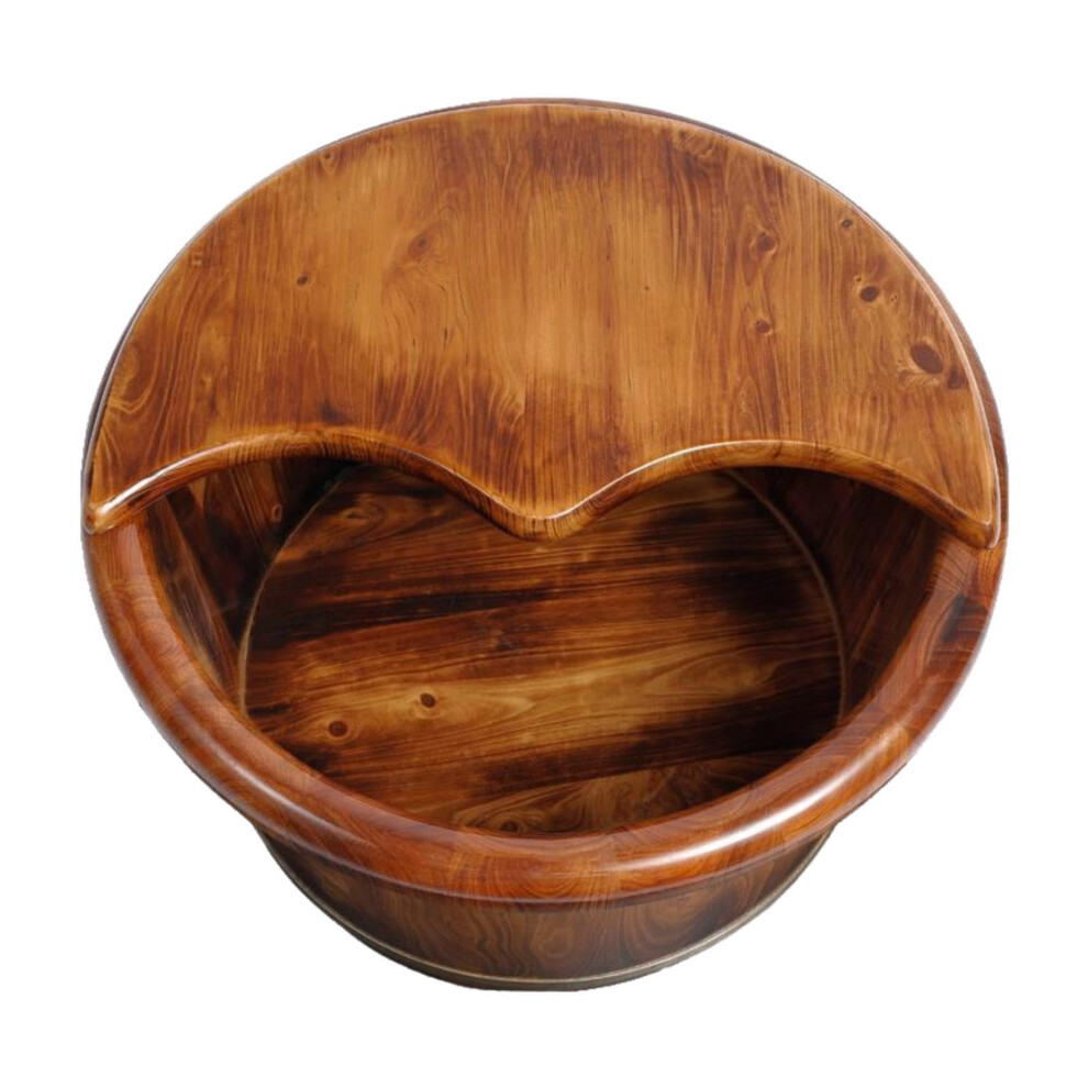 Wooden Foot Soaking Tub with Heat Retention Lid, Large 40cm Wood Bath Basin for Home Spa