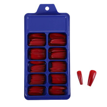 100Pcs Yellow Coffin Nail Tips Full Cover Acrylic False Nails Set, 10 Sizes, Salon Quality Finish