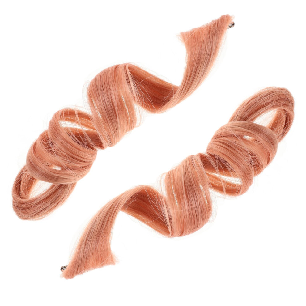 Pink Wavy Curly Clip in Hair Extensions Heat Resistant Synthetic Fiber for Cosplay and Parties