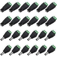 Conector de alimentação CC macho para fêmea de 12 pares, conector para câmera de segurança, terminal de parafuso que dispensa soldagem, ampla