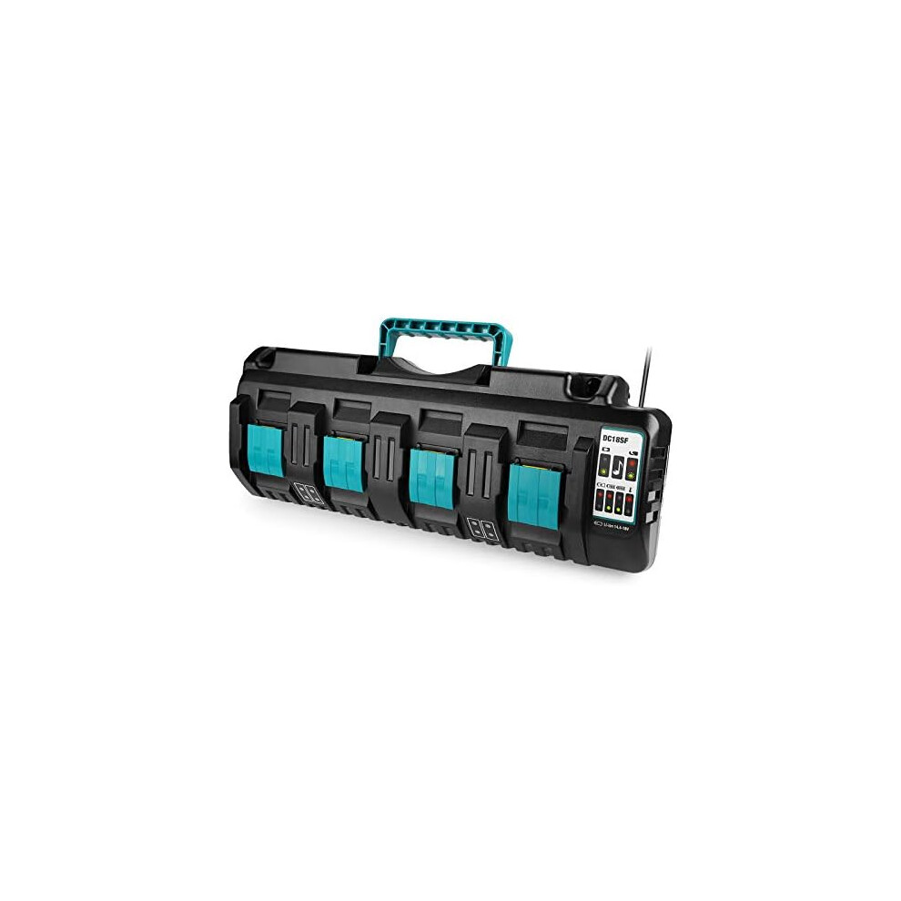Lithium-Ion Rapid Optimum Charger With Excellent Heat Dissipation, 4-Port Charger For 14.4V-18V Batteries, Compact Design For Jobsite Flexibility 9358999109299