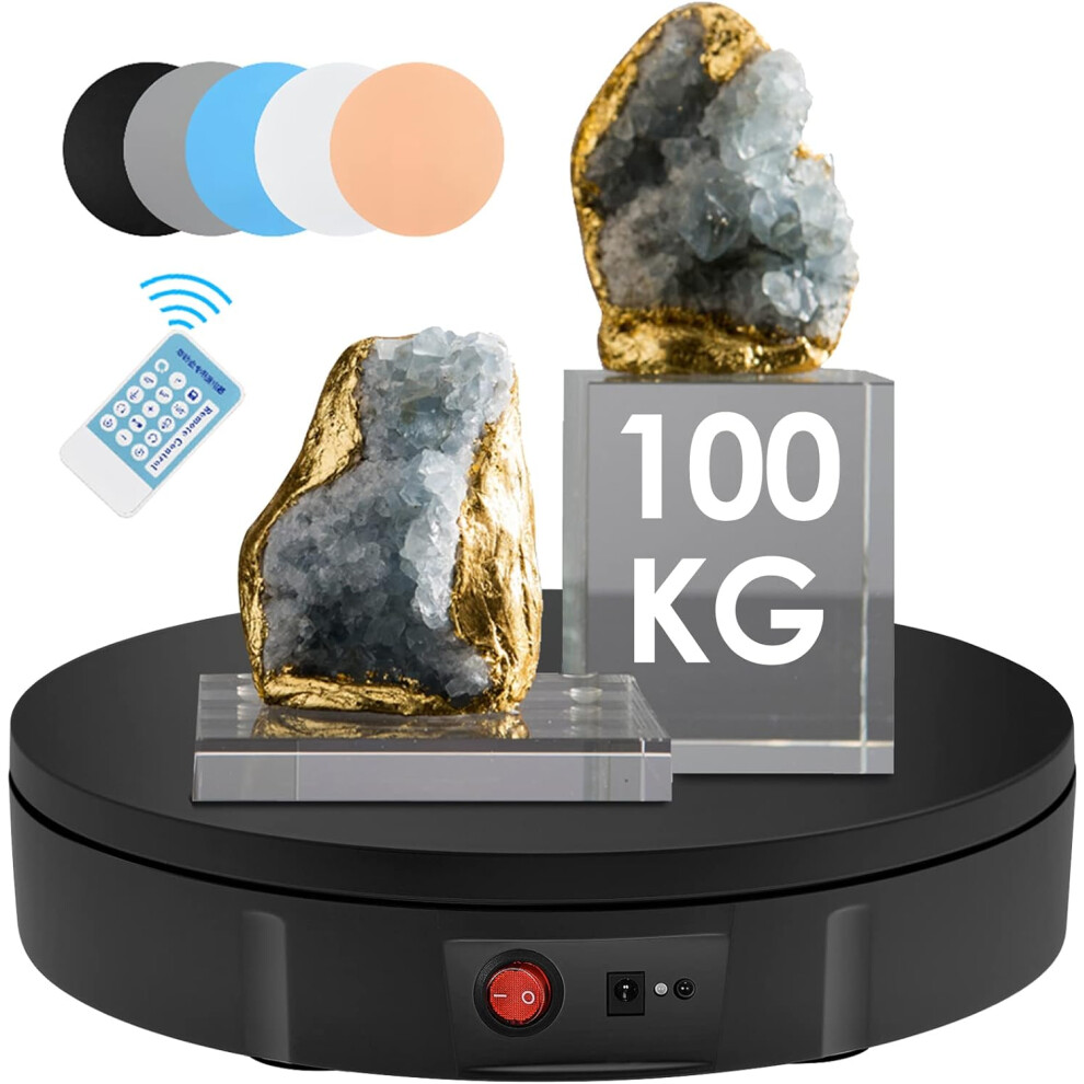 Photography Turntable, Motorized Rotating Stand With Remote Control For 360 Degree Rotation, Smooth Operation Non-Slip Base Adjustable Speed, Quiet 9448196022054