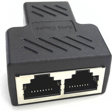 Netwerksplitter met dubbele poort, stabiele signaaloverdracht en anti-interferentie, RJ45-splitteradapter voor Super Category 5, 6 Ethernet, zwart.