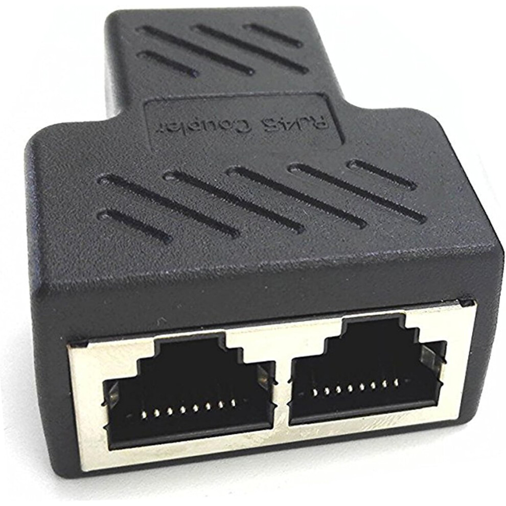 Dual Female Port Network Splitter, Rj45 Splitter Adapter For Share High Speed Dsl, Plug And Play Cable Modem Extension, Plastic (Easy Black 9173940956827