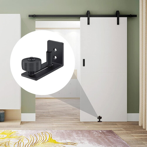 Wall Mounted Barn Door Floor Guide, Universal Applied Stay Guide For Quick Easy Install Adjustment, Adjustable Stay Rollers, Flush Bottom Design, 1