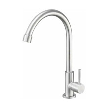 Edelstahl-Kaltwasserhahn für Küche und Außenbereich, Oberfläche in gebürstetem Nickel mit Keramikscheibenventil, hoher Auslauf, einfache