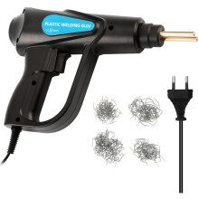 Kit de reparo de plástico com luz de trabalho LED, caixa de ferramentas portátil com grampeador térmico para consertos práticos.