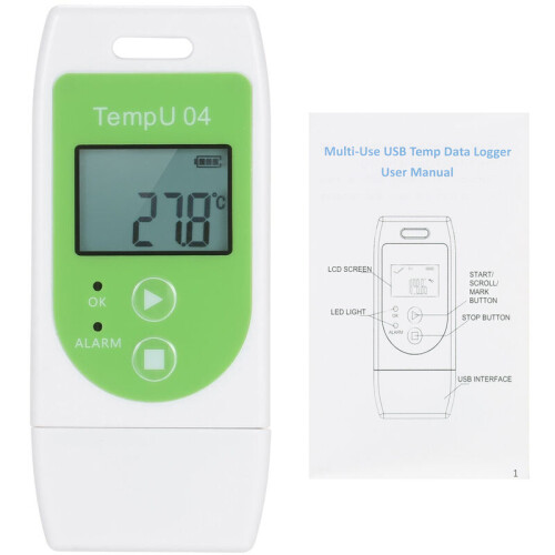 Automatische rapportgeneratie, lcd-display voor multifunctionele USB-temperatuurdatalogger. 2