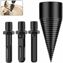 Firewood Splitting Tool, Carbon Steel Construction Drill Bit with Deep Thread Design, High Hardness Material for Efficient Wood Splitting with Heavy