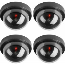 Security CCTV Dome Camera with Flashing Red LED Light, Realistic Simulation for Indoor Outdoor Usage, Battery Operated Easy Install for Simple Quick