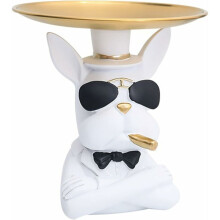 Suporte para óculos em resina com estátuas de animais, decoração artesanal para casa e organizador de pequenos objetos, branco, adiciona charme e