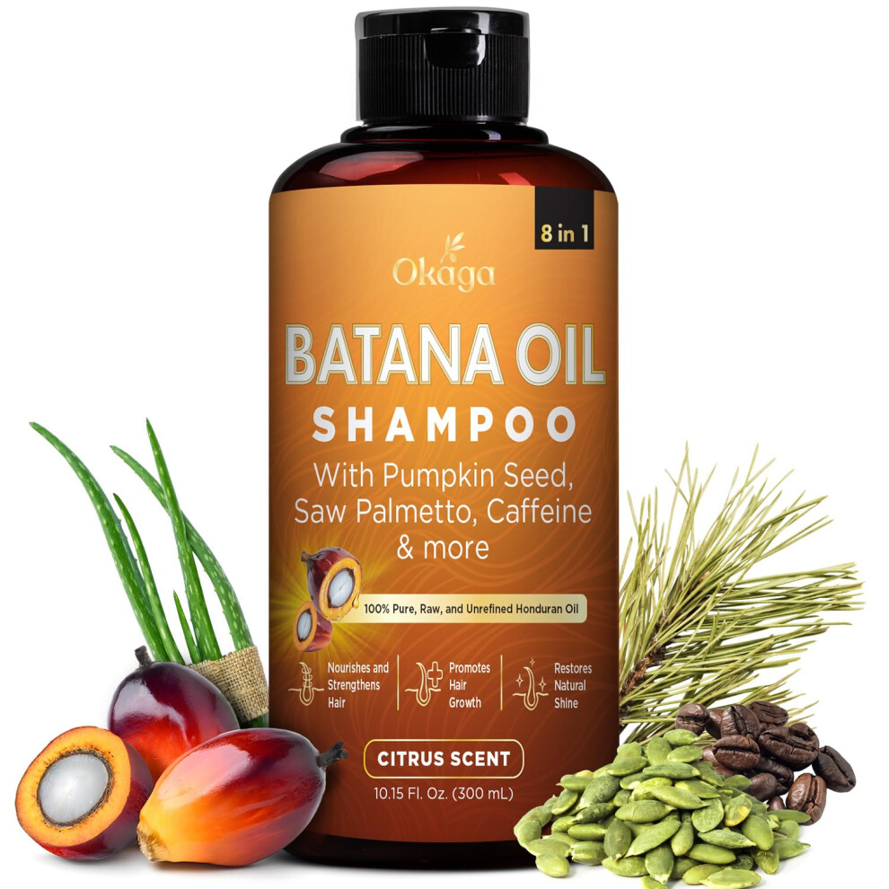 Hair Growth Shampoo with Batana Oil, Aloe Vera and Rosemary â Boosts Thickness, Strengthens Hair, 10.15 fl oz