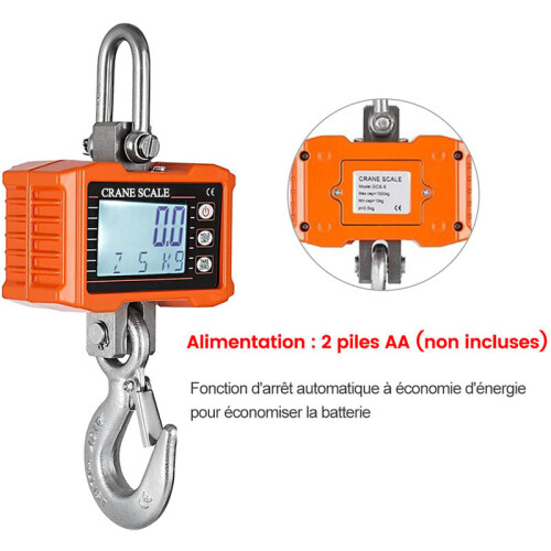 Heavy Duty Crane Scale For Outdoor Work, Hanging Scale Electronic Hook Scale With Backlit Lcd Display, Data Hold, Tare Zero Function, Unit Switching 1