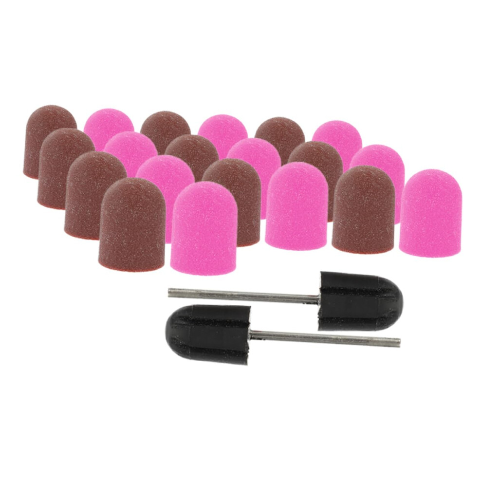 20pcs Nail Drill Bits and Sanding Caps for Dead Skin Removal Manicure Pedicure