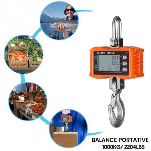 Heavy Duty Crane Scale For Outdoor Work, Hanging Scale Electronic Hook Scale With Backlit Lcd Display, Data Hold, Tare Zero Function, Unit Switching 2
