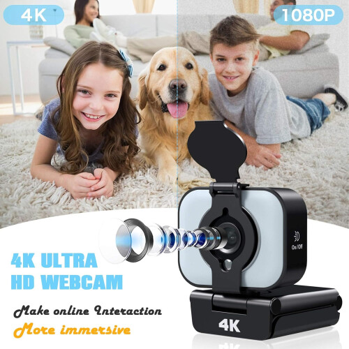 Κάμερα web ροής 4K, μικρόφωνο ακύρωσης θορύβου με τεχνολογία βελτίωσης προσώπου, 1