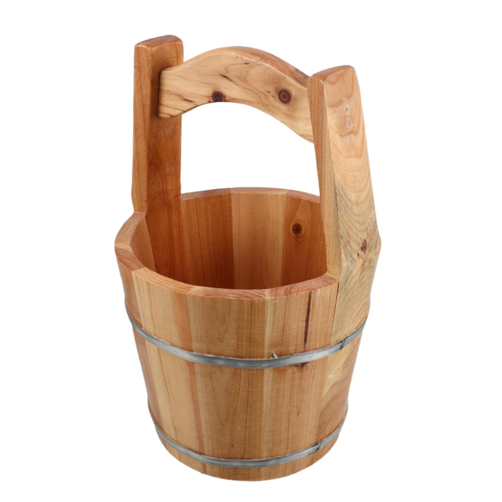 Wooden Foot Bath Bucket with Lid, Leakproof Sauna Basin for Spa, Camping and Outdoor Use