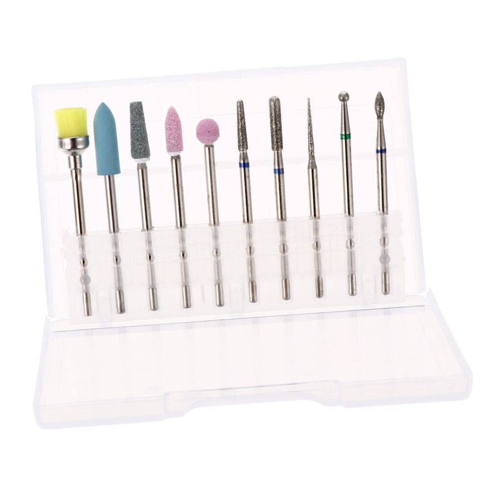 Tungsten Nail Drill Bits Set 10pcs for Manicure Pedicure Gel Acrylic Removal Low Heat Precision Grinding