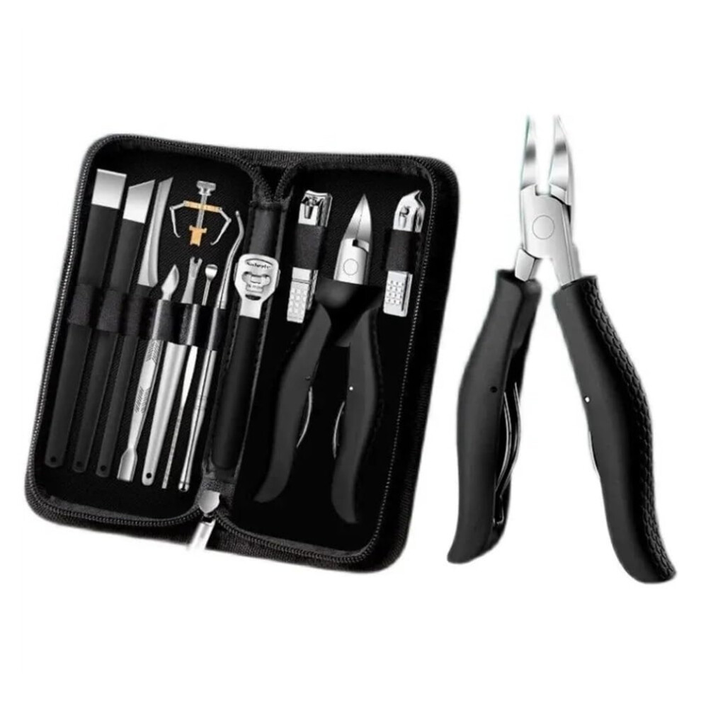 Manicure Set with Precision Cutting Blades, Stainless Steel Nail Clippers, Travel Grooming Case