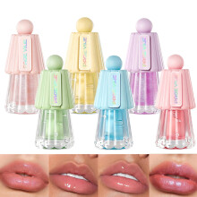 Lip Gloss Set with 6 Shimmer Colors, Hydrating Tinted Lip Oil Balm for Smooth Nonsticky Finish