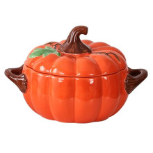 Large Capacity Ceramic Casserole Pot with Lid for Soup Stew and Porridge Cooking (Orange S)