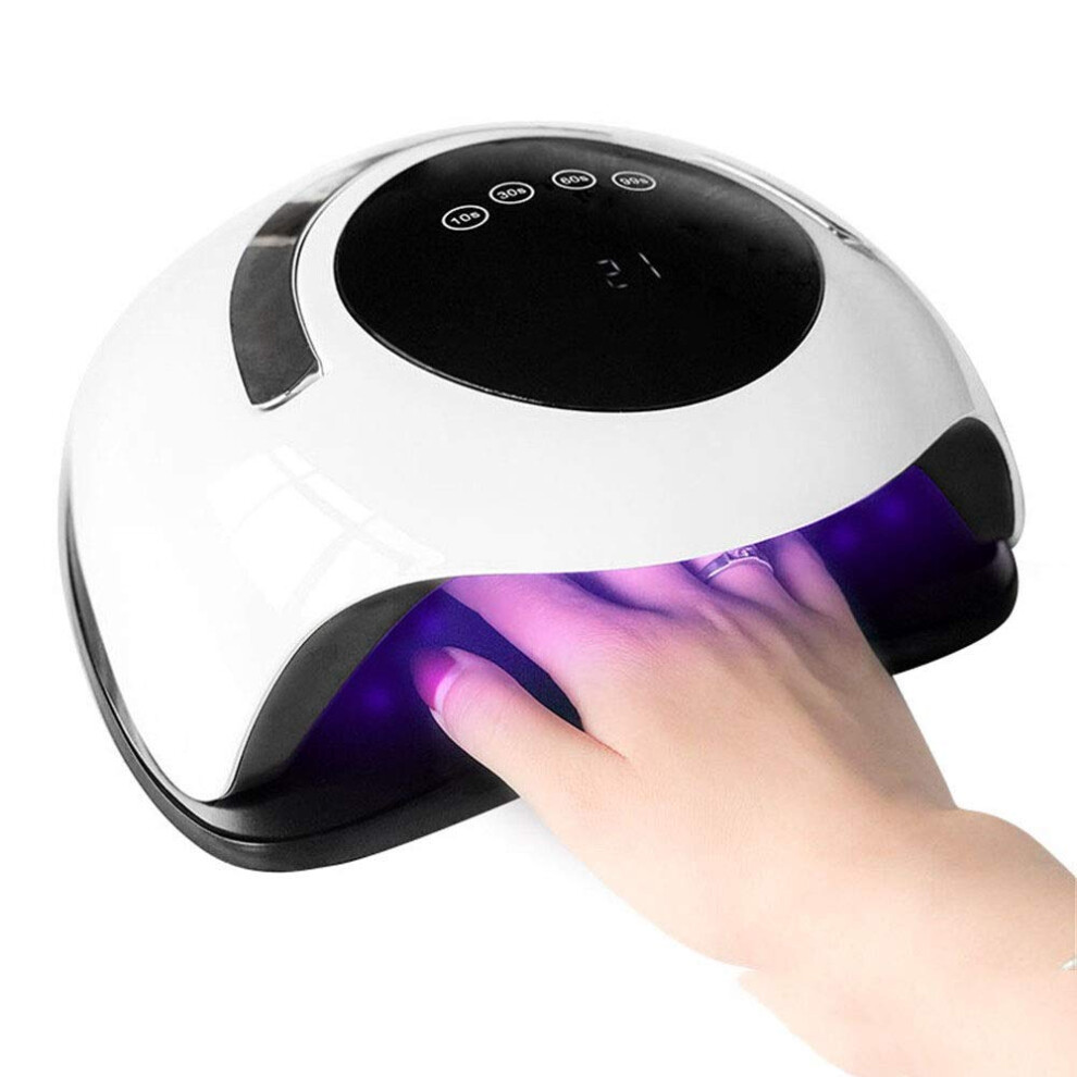 White 120W Led Uv Nail Lamp With Clear Timer Display, Fast Even Curing For Salon And Home Use,