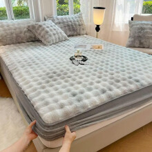 Winter Plush Fitted Sheet with Elastic Corner, Crystal Velvet Mattress Cover for Double Bed 200x220cm