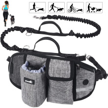 Cinturón multiusos para perros, correa gris manos libres con cuerda de resorte amortiguadora, asas dobles acolchadas para perros de hasta 220