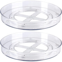 Chef-d'œuvre d'organisation, organiseur Lazy Susan avec 3 séparateurs pour un tri efficace, plateau tournant transparent pour placard,