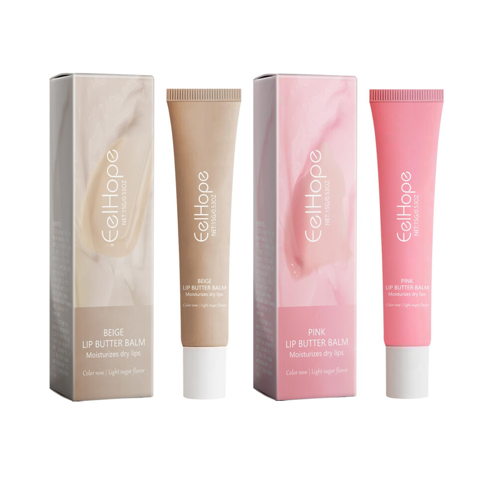 Pink/Beige Moisturizing Lip Balm And Hydrating Lip Gloss And With Deep Hydration Glossy Finish