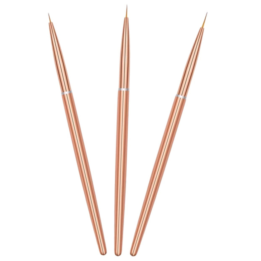 Gold 3Pcs Rose Nail Art Liner Brush Set With Precise Detailing And Professional Manicure Pen